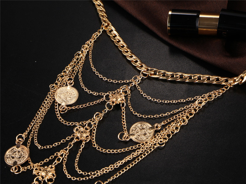 Fashion Bohemian Vintage Ethnic Multilayer Chain Tassels Anklets Coin Anklets for Women