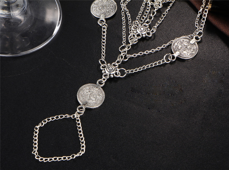 Fashion Bohemian Vintage Ethnic Multilayer Chain Tassels Anklets Coin Anklets for Women
