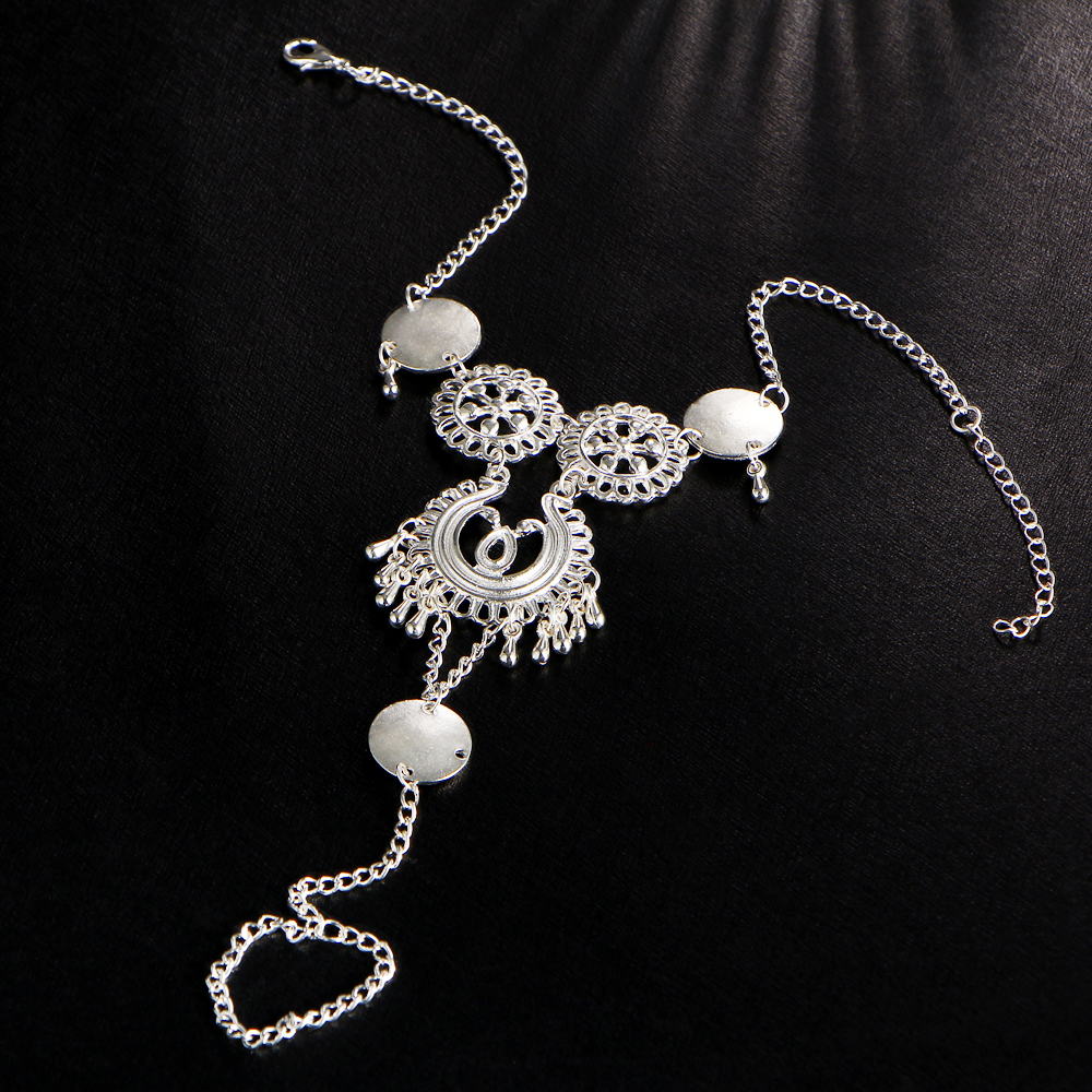Bohemian Silver Color Hollow Flower Chain Anklets Beach Barefoot Sandals Foot Jewelry