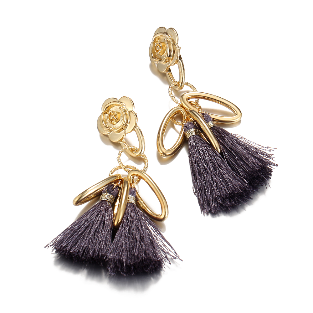 Long Tassel Earrings for Women Gold Retro Flower Dangle Drop Earring Fashion Jewelry