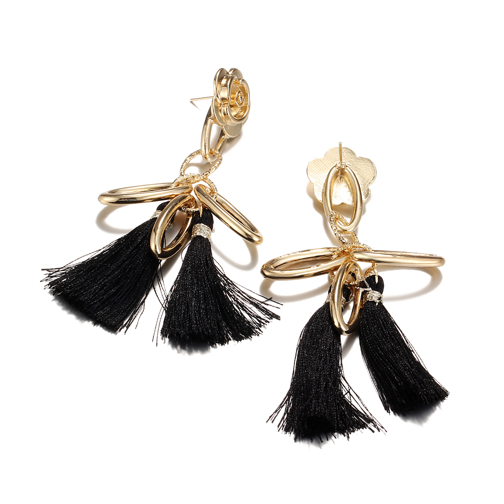 Long Tassel Earrings for Women Gold Retro Flower Dangle Drop Earring Fashion Jewelry