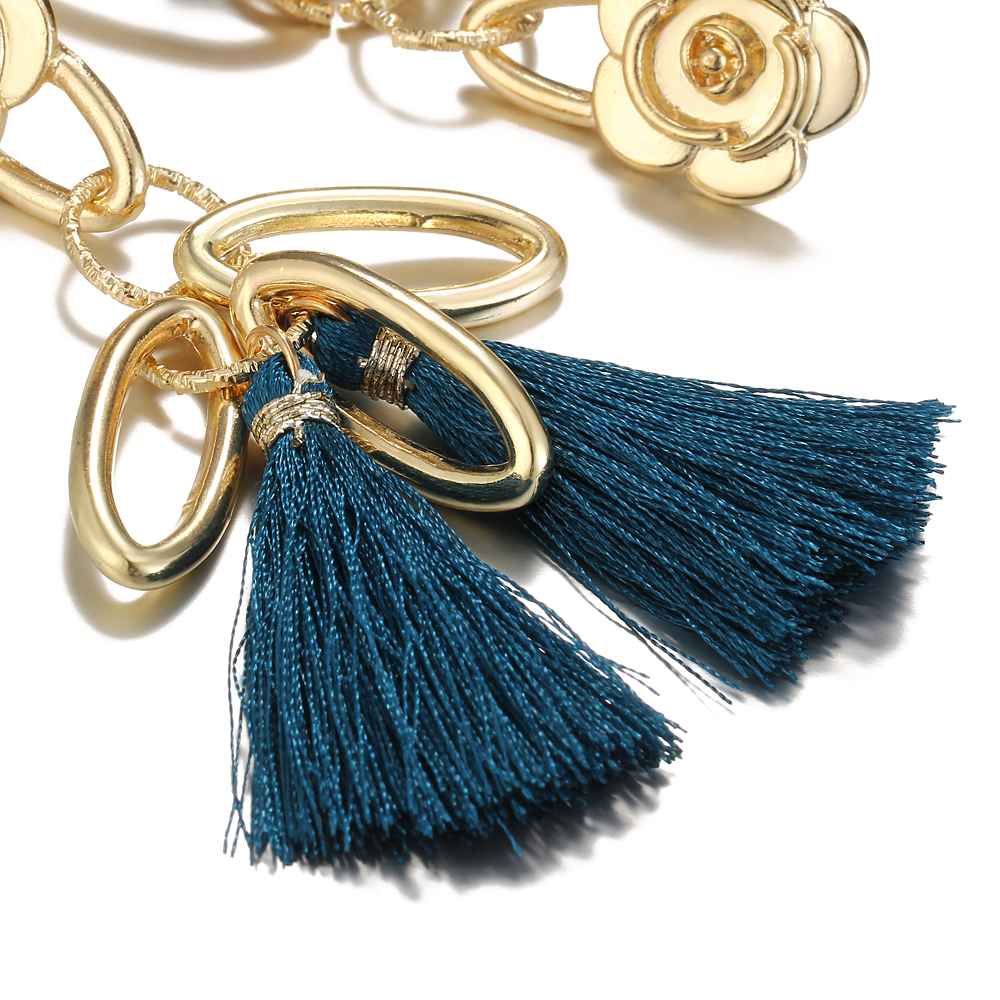 Long Tassel Earrings for Women Gold Retro Flower Dangle Drop Earring Fashion Jewelry
