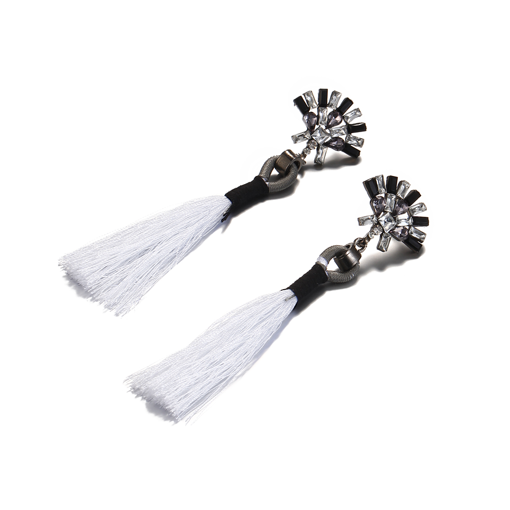 Bohemian Ethnic Vintage Earrings Rhinestone Crystal Long Tassel Stud Earrings for Women