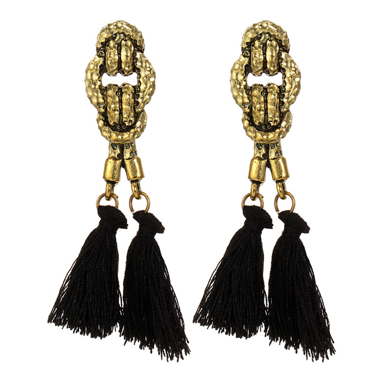 Boho Rope Ethnic Bohemian Tassel Earrings Gold Stud Earrings Jewelry for Women Girls
