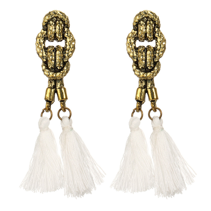Boho Rope Ethnic Bohemian Tassel Earrings Gold Stud Earrings Jewelry for Women Girls
