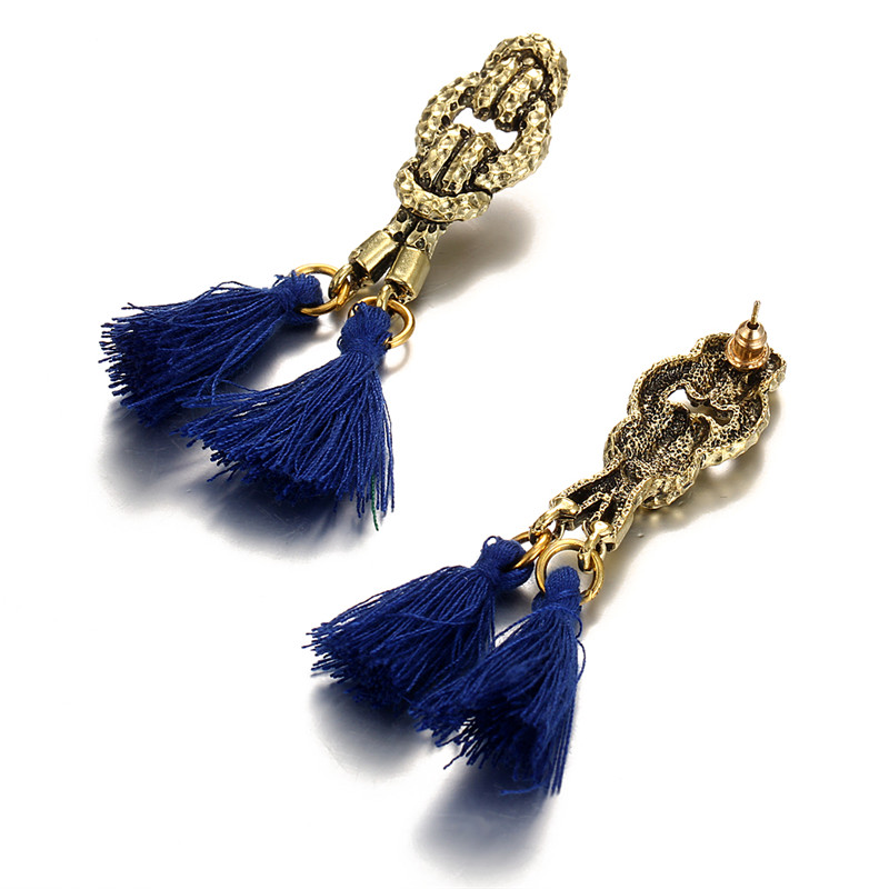 Boho Rope Ethnic Bohemian Tassel Earrings Gold Stud Earrings Jewelry for Women Girls