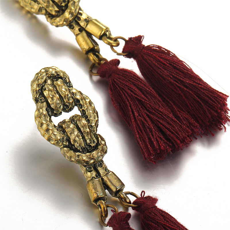 Boho Rope Ethnic Bohemian Tassel Earrings Gold Stud Earrings Jewelry for Women Girls