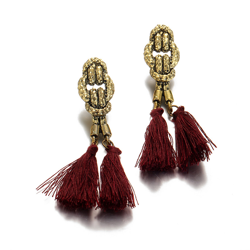 Boho Rope Ethnic Bohemian Tassel Earrings Gold Stud Earrings Jewelry for Women Girls