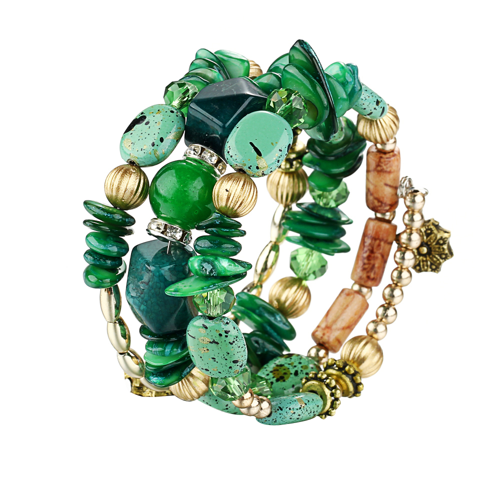 New Fashion Retro Colorful Artificial Gems Female Multilayer Bracelet Summer Dress Jewelry