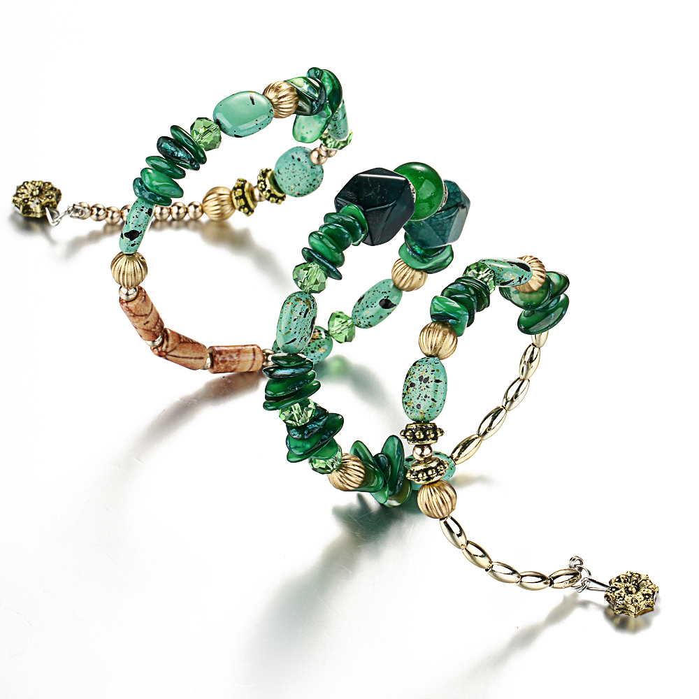 New Fashion Retro Colorful Artificial Gems Female Multilayer Bracelet Summer Dress Jewelry