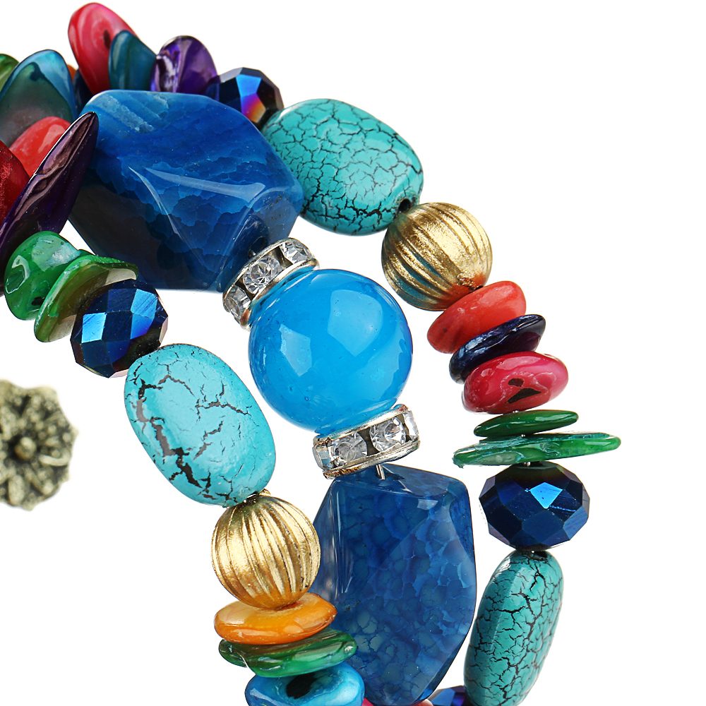 New Fashion Retro Colorful Artificial Gems Female Multilayer Bracelet Summer Dress Jewelry