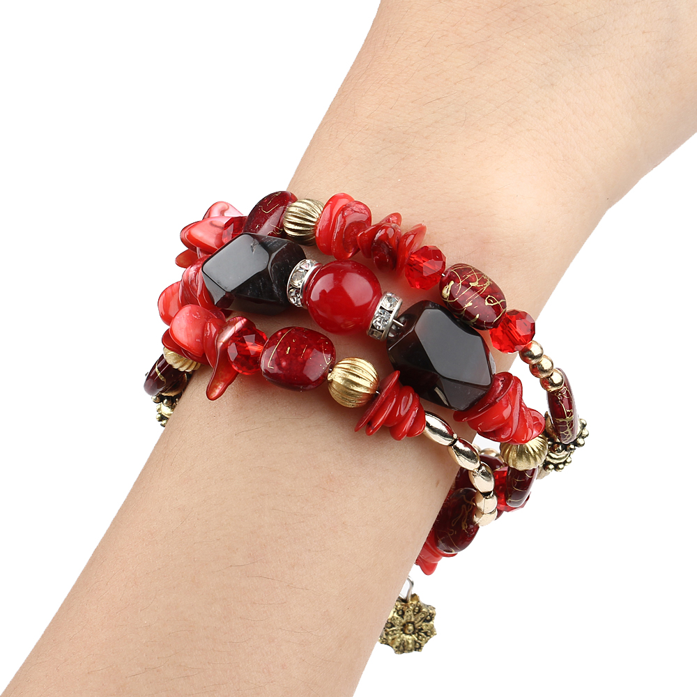 New Fashion Retro Colorful Artificial Gems Female Multilayer Bracelet Summer Dress Jewelry