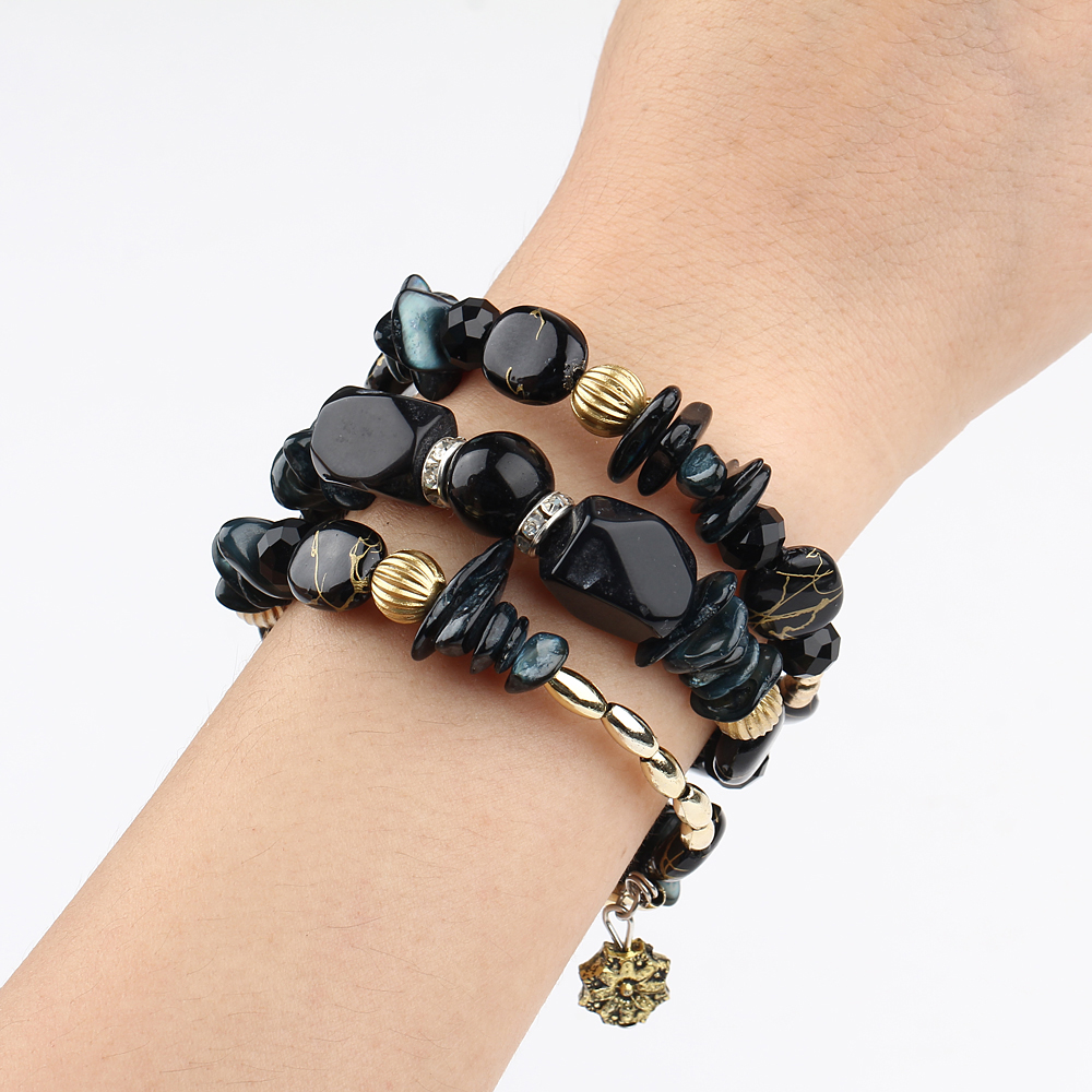 New Fashion Retro Colorful Artificial Gems Female Multilayer Bracelet Summer Dress Jewelry