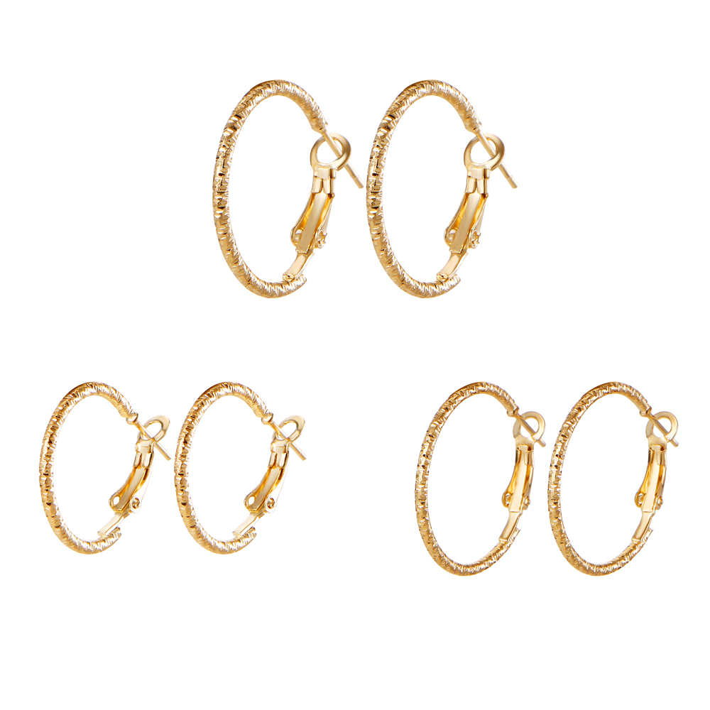 9PC/Set Fashion Women Carved Stainless Steel Full Circle Hoop Earrings Retro Earrings Set