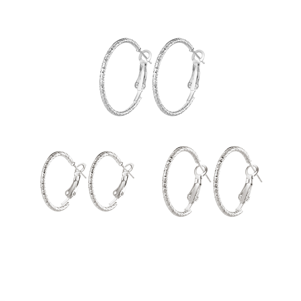 9PC/Set Fashion Women Carved Stainless Steel Full Circle Hoop Earrings Retro Earrings Set