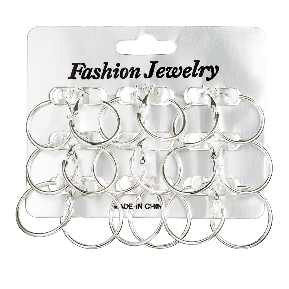 9 PCS/Lot Oversize Silver Color Circle Earring Set Exaggerated Smooth Earrings for Women