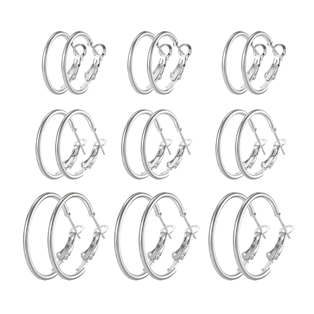9 PCS/Lot Oversize Silver Color Circle Earring Set Exaggerated Smooth Earrings for Women