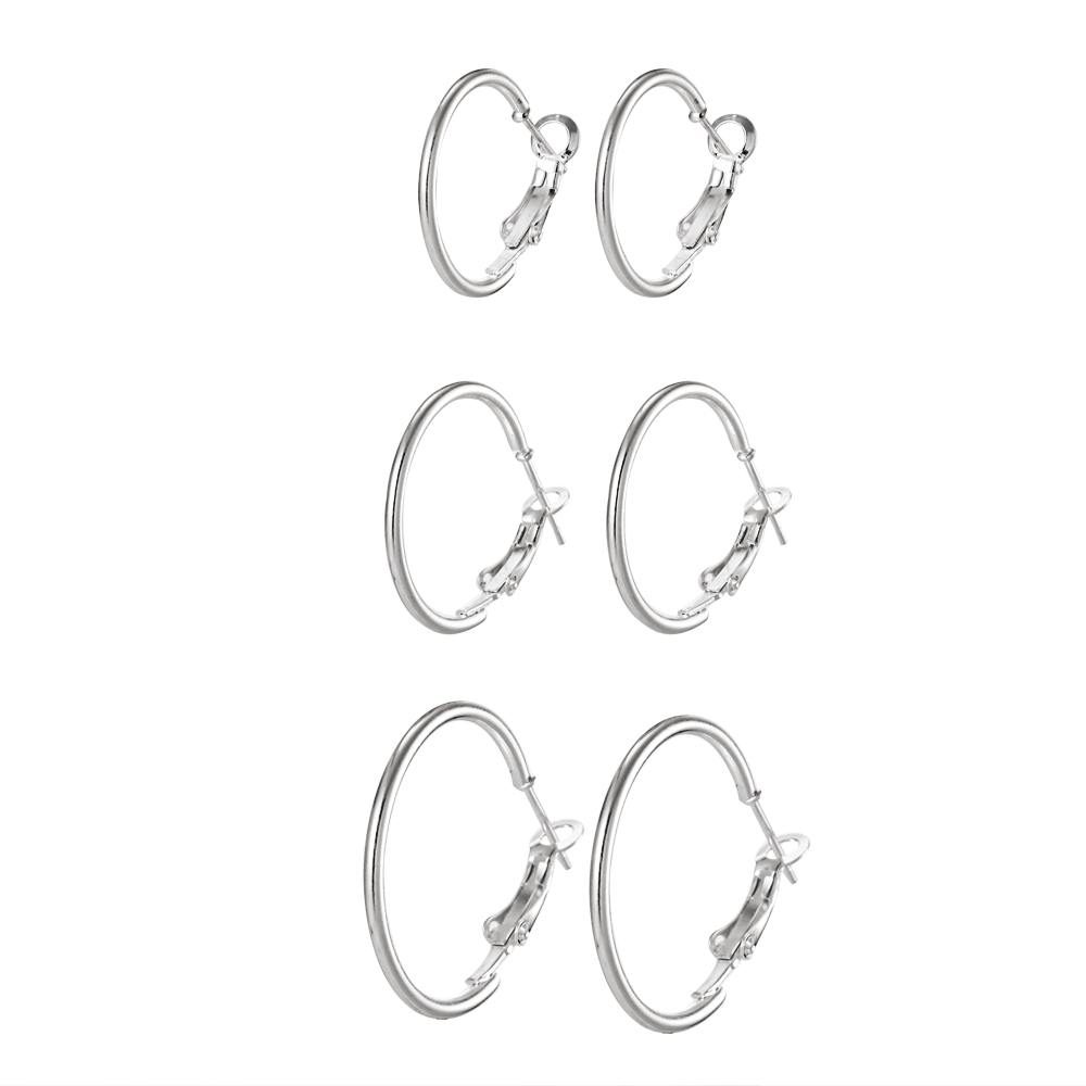 9 PCS/Lot Oversize Silver Color Circle Earring Set Exaggerated Smooth Earrings for Women