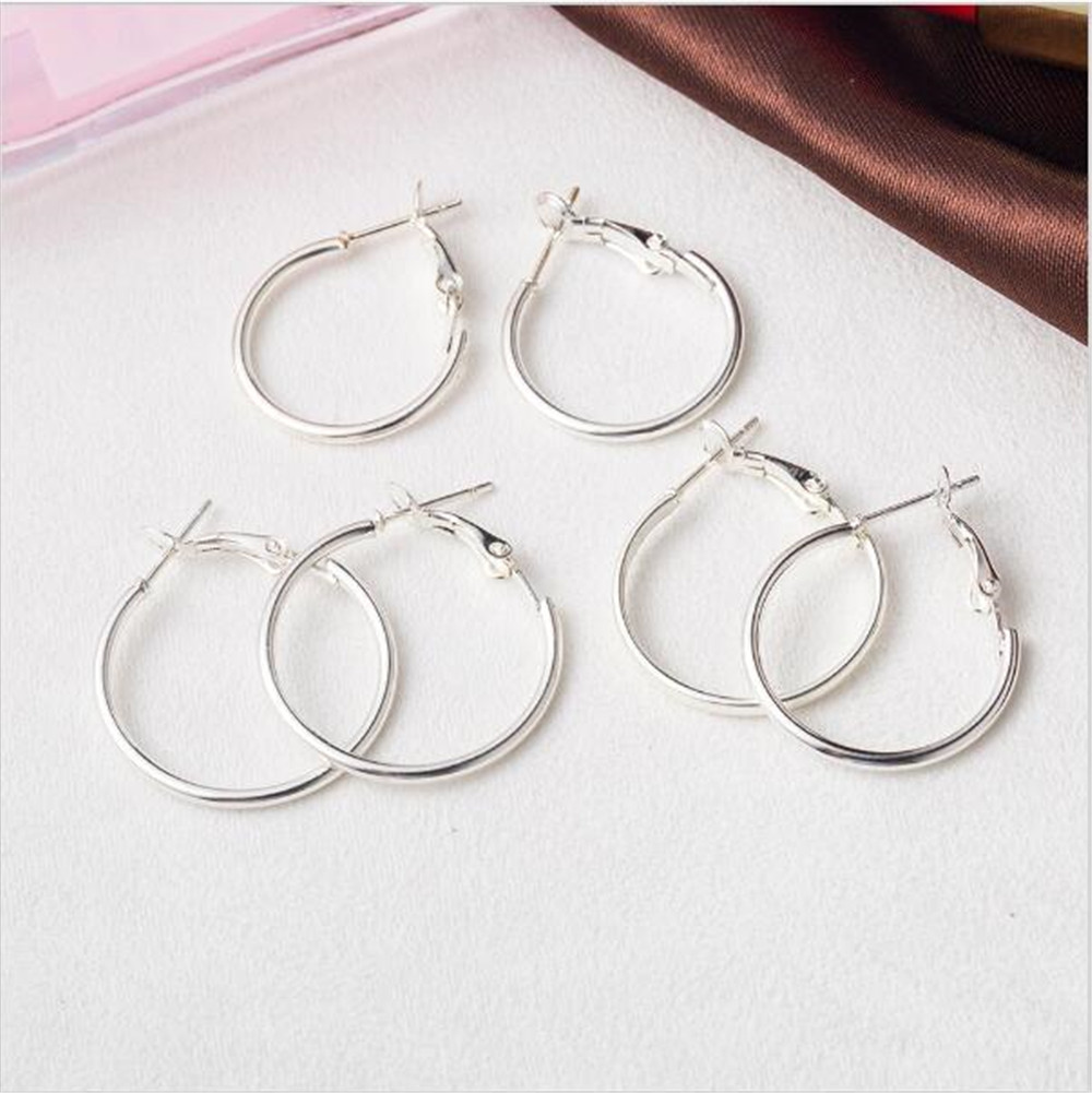 9 PCS/Lot Oversize Silver Color Circle Earring Set Exaggerated Smooth Earrings for Women