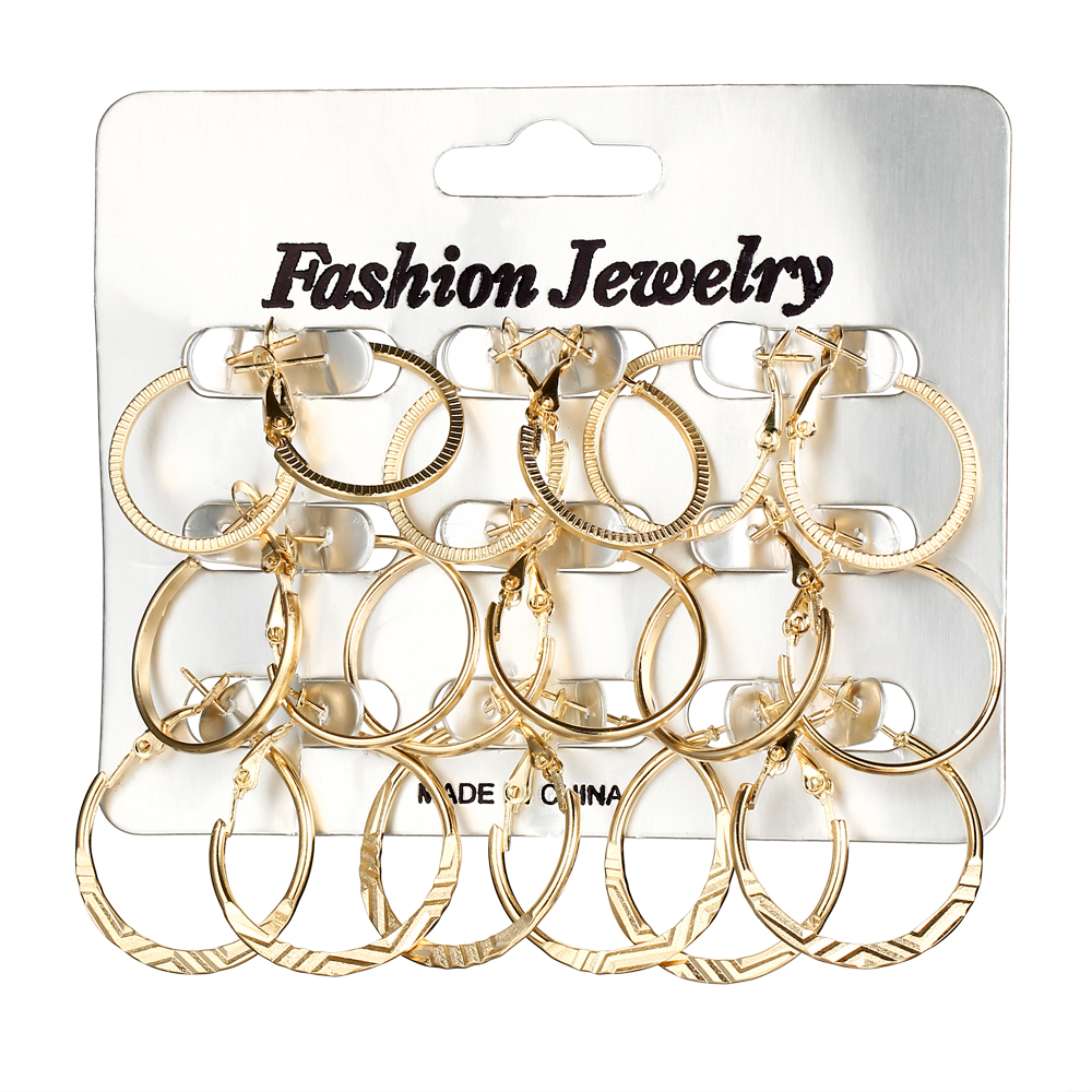 Statement Big Hoop Earrings Set Simple Metal Spiral Circle Large Hoop Earrings Fashion Jewelry