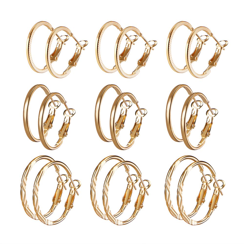 Statement Big Hoop Earrings Set Simple Metal Spiral Circle Large Hoop Earrings Fashion Jewelry