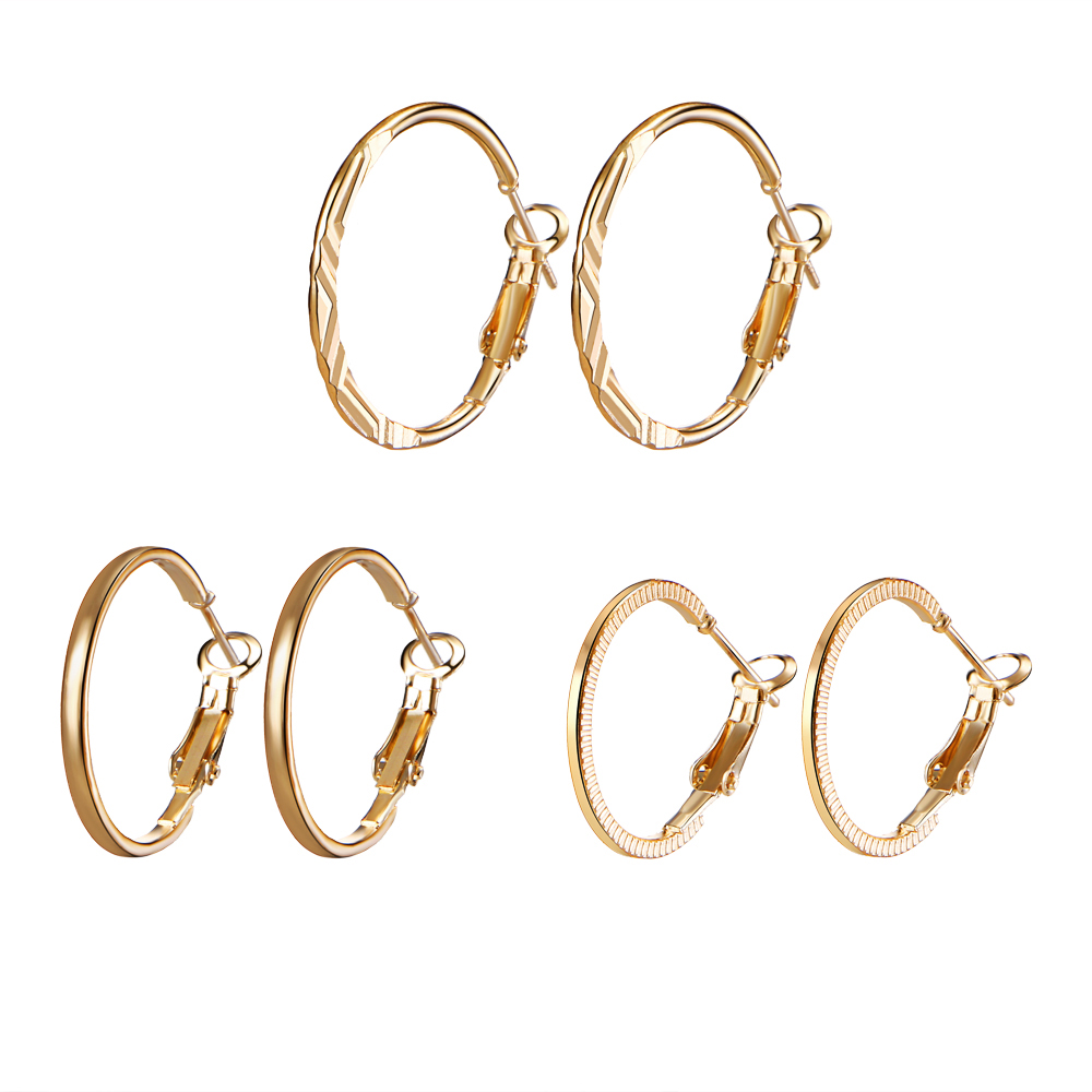 Statement Big Hoop Earrings Set Simple Metal Spiral Circle Large Hoop Earrings Fashion Jewelry