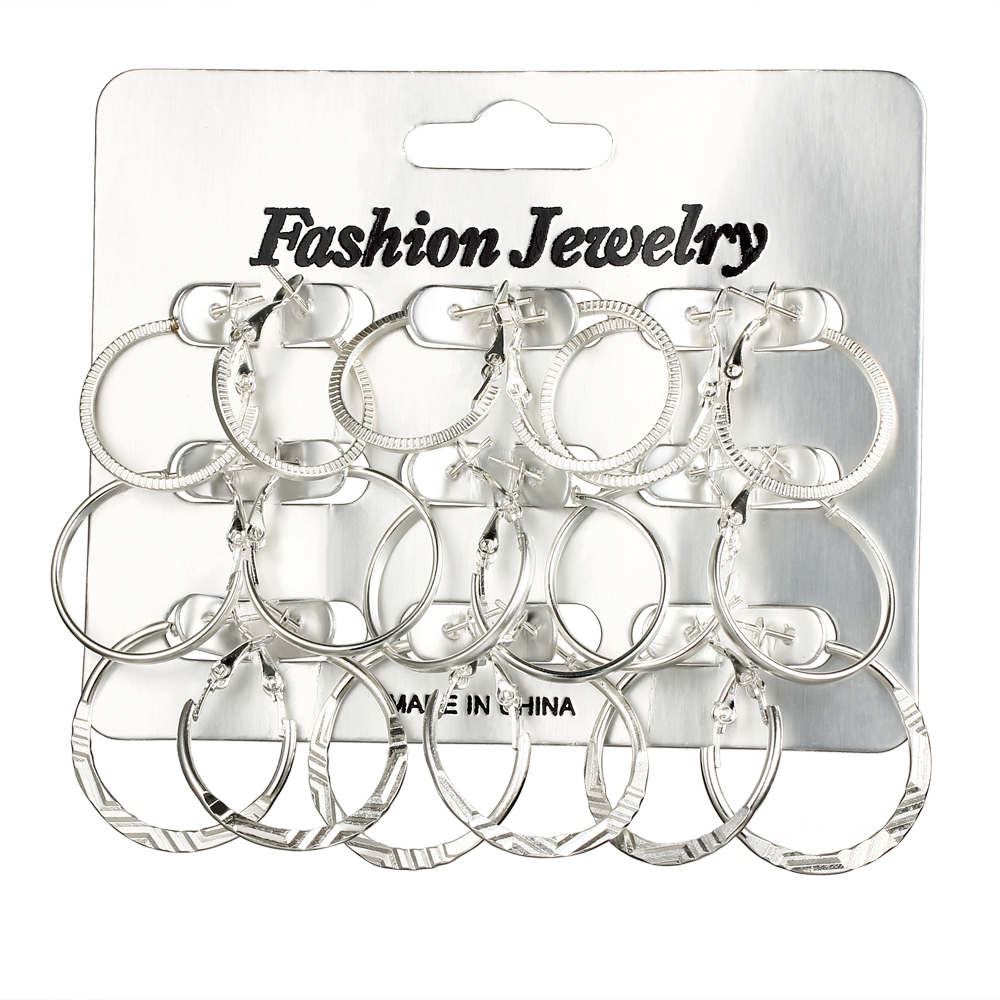 Statement Big Hoop Earrings Set Simple Metal Spiral Circle Large Hoop Earrings Fashion Jewelry