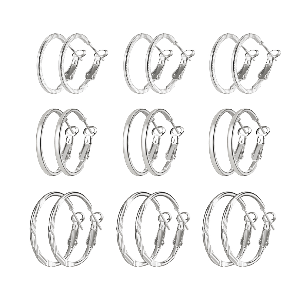Statement Big Hoop Earrings Set Simple Metal Spiral Circle Large Hoop Earrings Fashion Jewelry