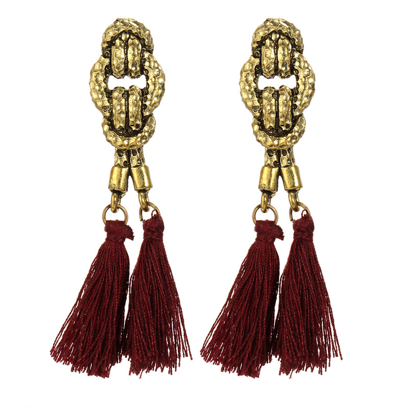Boho Rope Ethnic Bohemian Tassel Earrings Gold Stud Earrings Jewelry for Women Girls