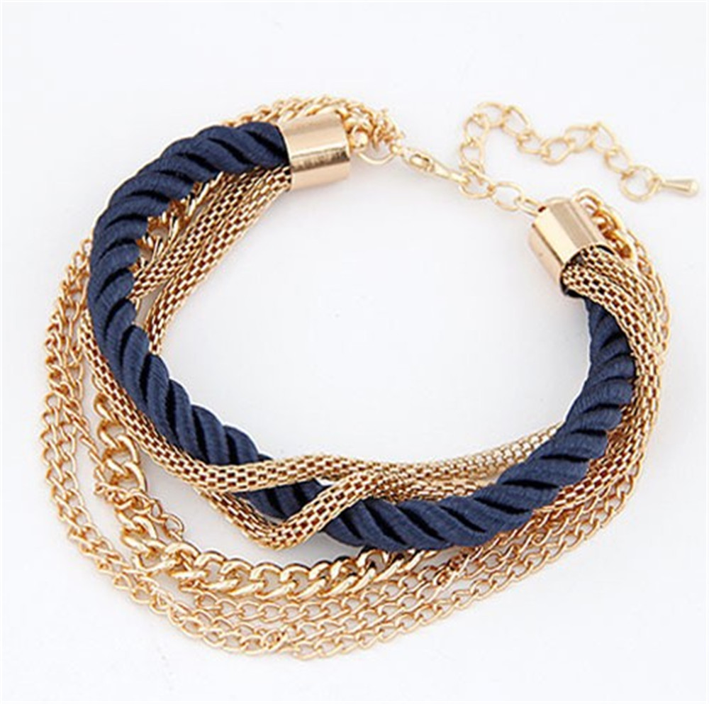 Hot New Style Low key Luxurious Metal Chain Braided Rope Multilayer Bracelet Anklets for Women