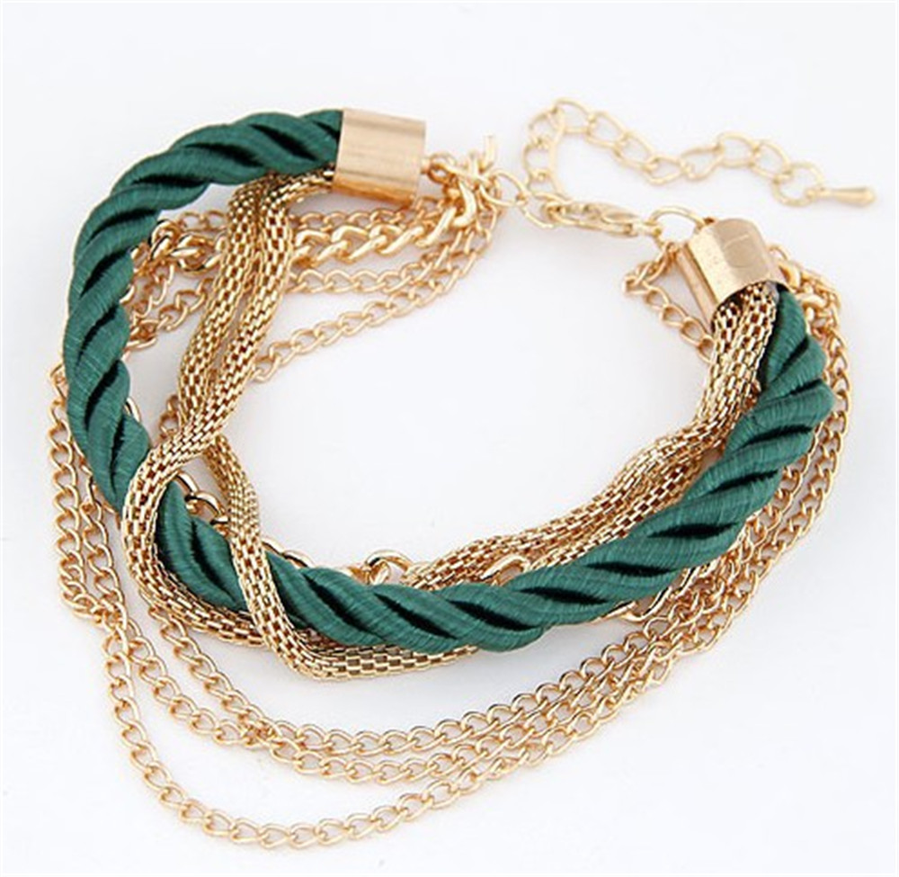 Hot New Style Low key Luxurious Metal Chain Braided Rope Multilayer Bracelet Anklets for Women