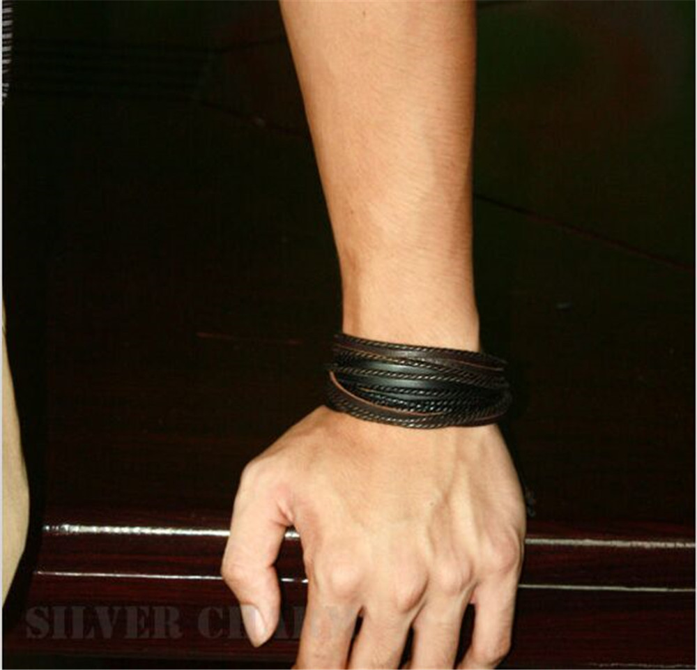 New Wrap Genuine Leather Bracelet Braided Rope for Men Women Fashion Jewelry Friendship   Bracelet