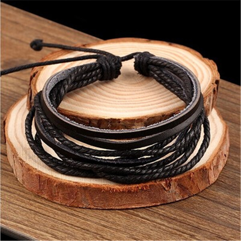 New Wrap Genuine Leather Bracelet Braided Rope for Men Women Fashion Jewelry Friendship   Bracelet