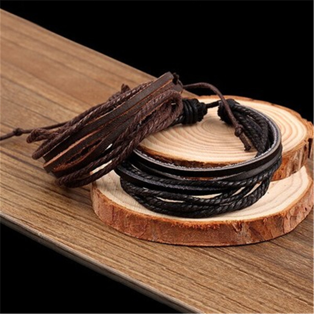 New Wrap Genuine Leather Bracelet Braided Rope for Men Women Fashion Jewelry Friendship   Bracelet