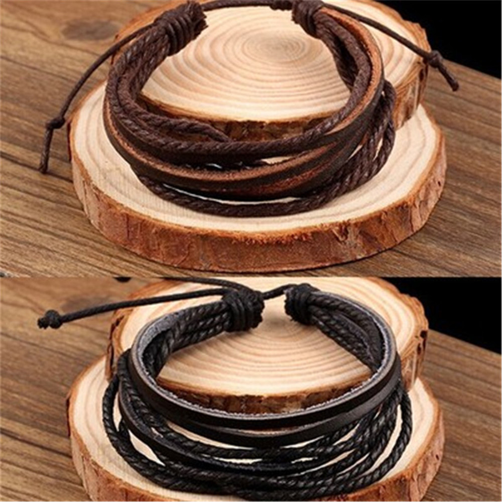 New Wrap Genuine Leather Bracelet Braided Rope for Men Women Fashion Jewelry Friendship   Bracelet