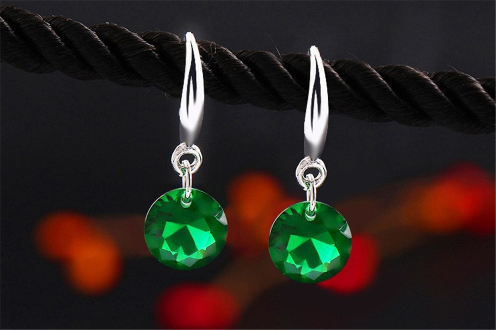 Fashion Charm Round Crystal Pendant Ear Drop Earrings for Women&apos;s Gift
