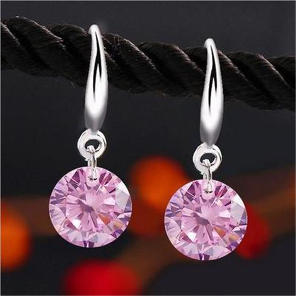 Fashion Charm Round Crystal Pendant Ear Drop Earrings for Women&apos;s Gift