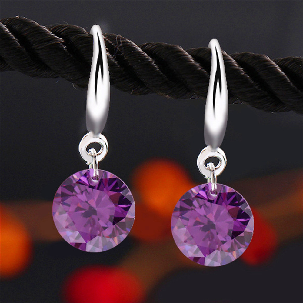Fashion Charm Round Crystal Pendant Ear Drop Earrings for Women&apos;s Gift