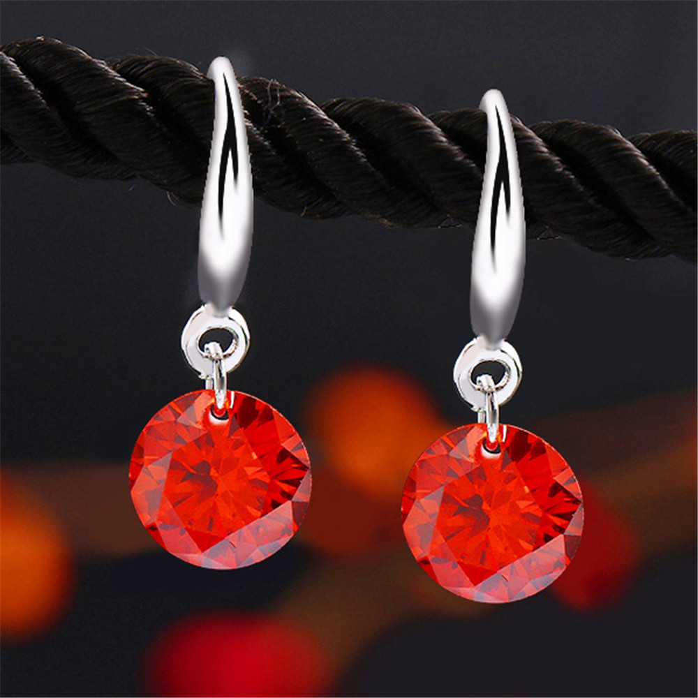 Fashion Charm Round Crystal Pendant Ear Drop Earrings for Women&apos;s Gift