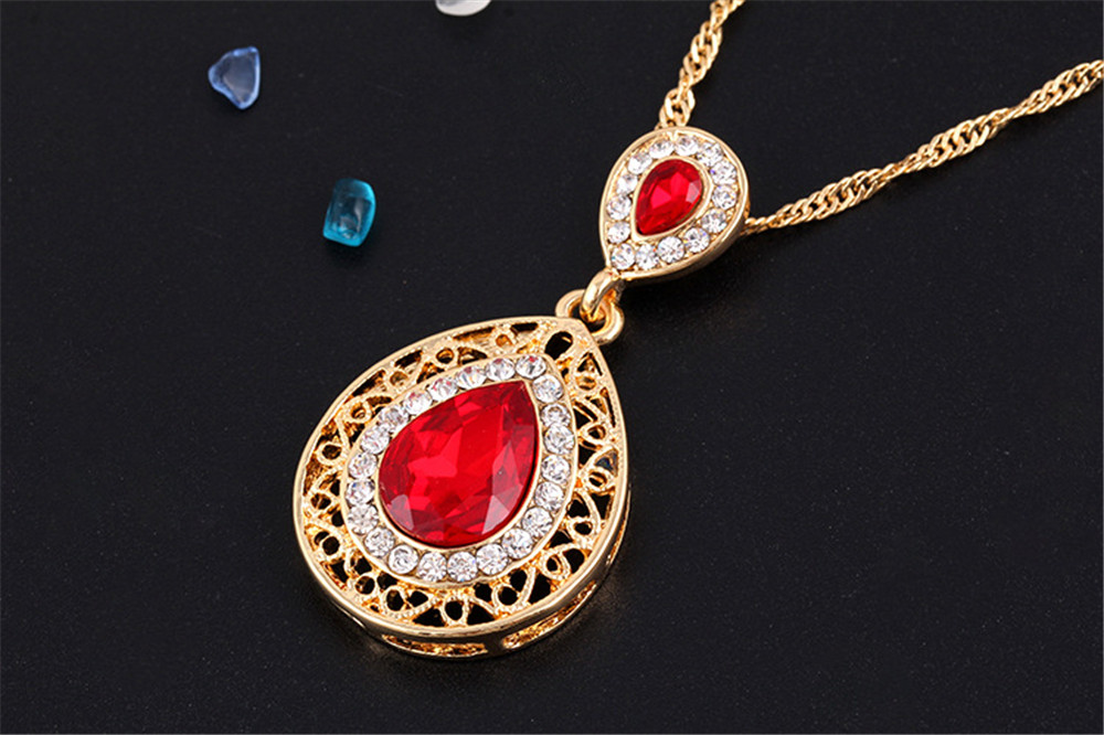 3 Piece/Set New Beautiful Crystal Stud Earrings Necklace Pendant Set For Women Jewellery Gift