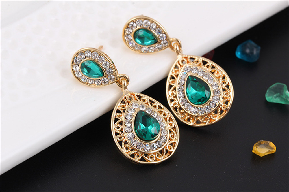 3 Piece/Set New Beautiful Crystal Stud Earrings Necklace Pendant Set For Women Jewellery Gift