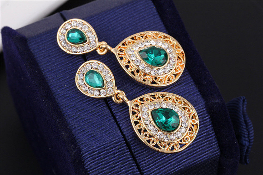 3 Piece/Set New Beautiful Crystal Stud Earrings Necklace Pendant Set For Women Jewellery Gift