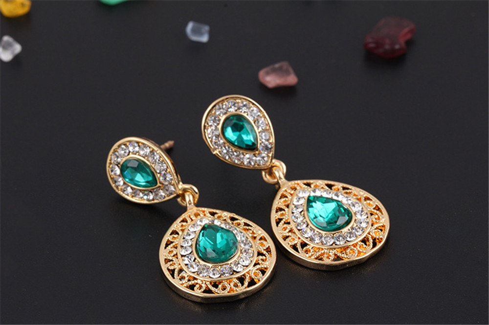3 Piece/Set New Beautiful Crystal Stud Earrings Necklace Pendant Set For Women Jewellery Gift