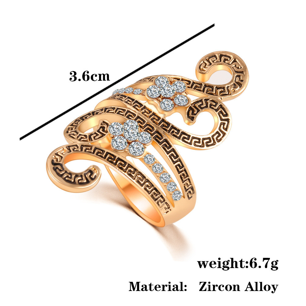 Fashion Personality Vintage Rhinestones Plum Flowers Retro Ring Jewelry