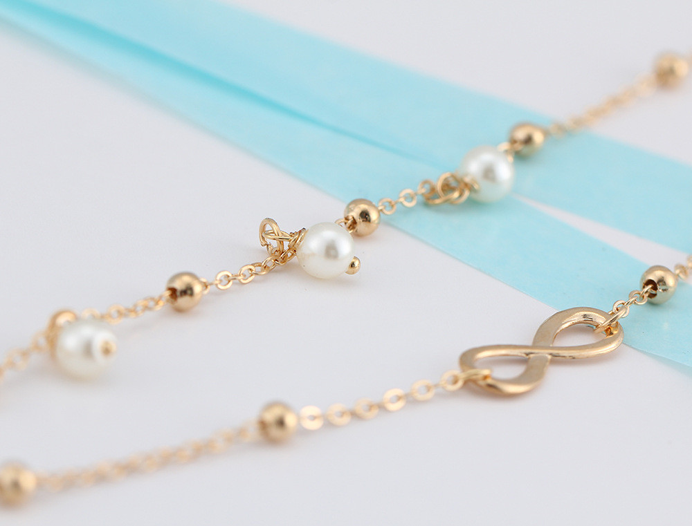 Women Vintage Anklet Infinity Pearl Beads Bohemian Ankle Bracelet Boho Foot Jewelry