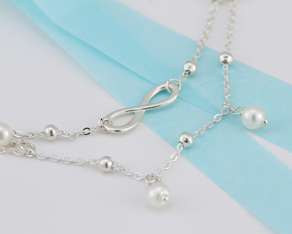 Women Vintage Anklet Infinity Pearl Beads Bohemian Ankle Bracelet Boho Foot Jewelry