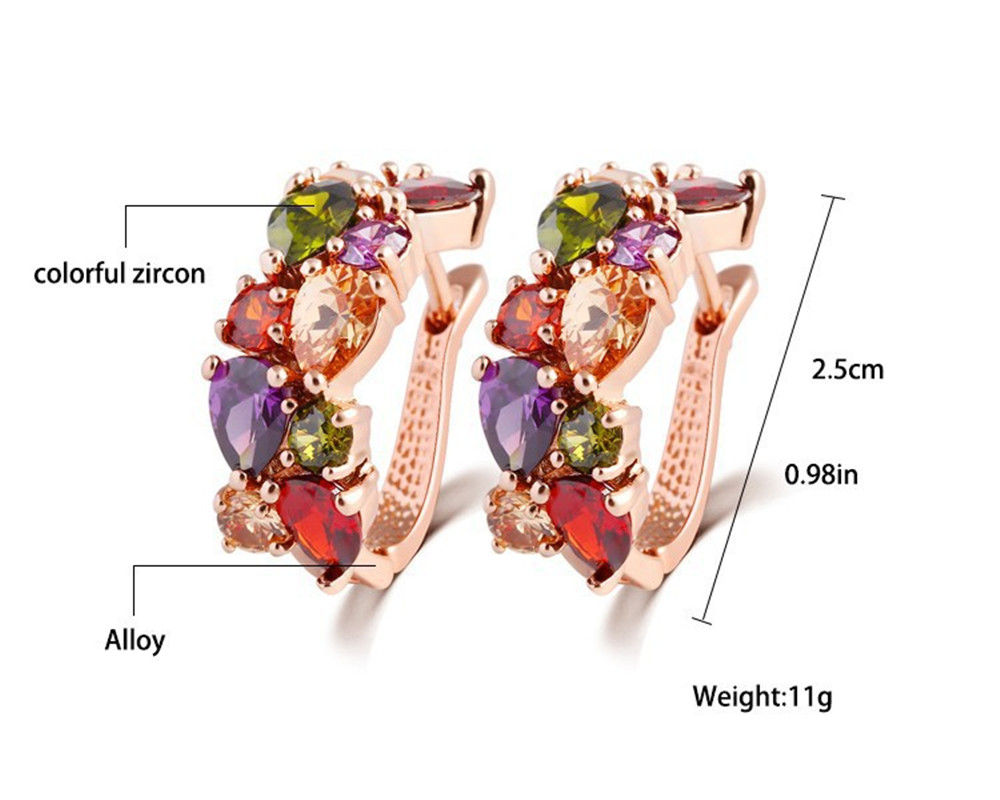 New Style Women Alloy Colorful Zircon Earring Jewelry Water Drop Geometry Crystal Earrings