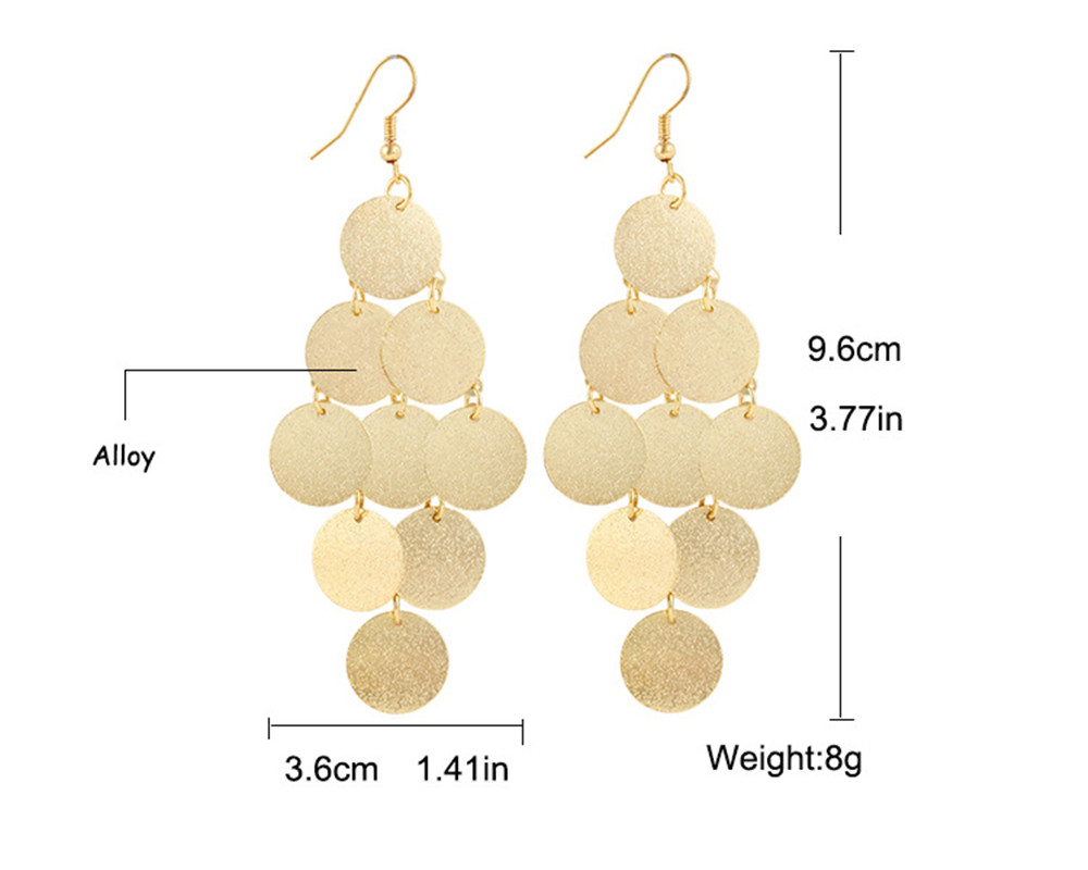 Fashion Women Dangle Drop Earrings Sexy Party Long Round Coin Tassel Earrings Bridal Earrings Gift