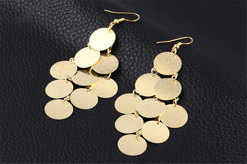 Fashion Women Dangle Drop Earrings Sexy Party Long Round Coin Tassel Earrings Bridal Earrings Gift