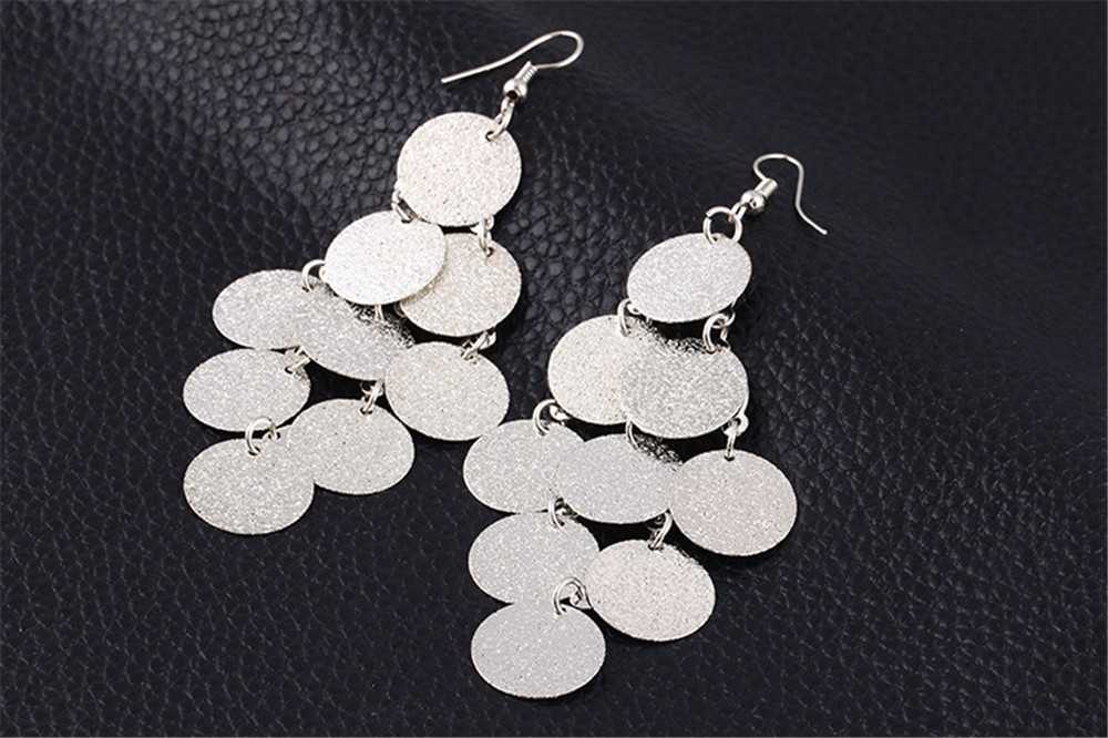 Fashion Women Dangle Drop Earrings Sexy Party Long Round Coin Tassel Earrings Bridal Earrings Gift